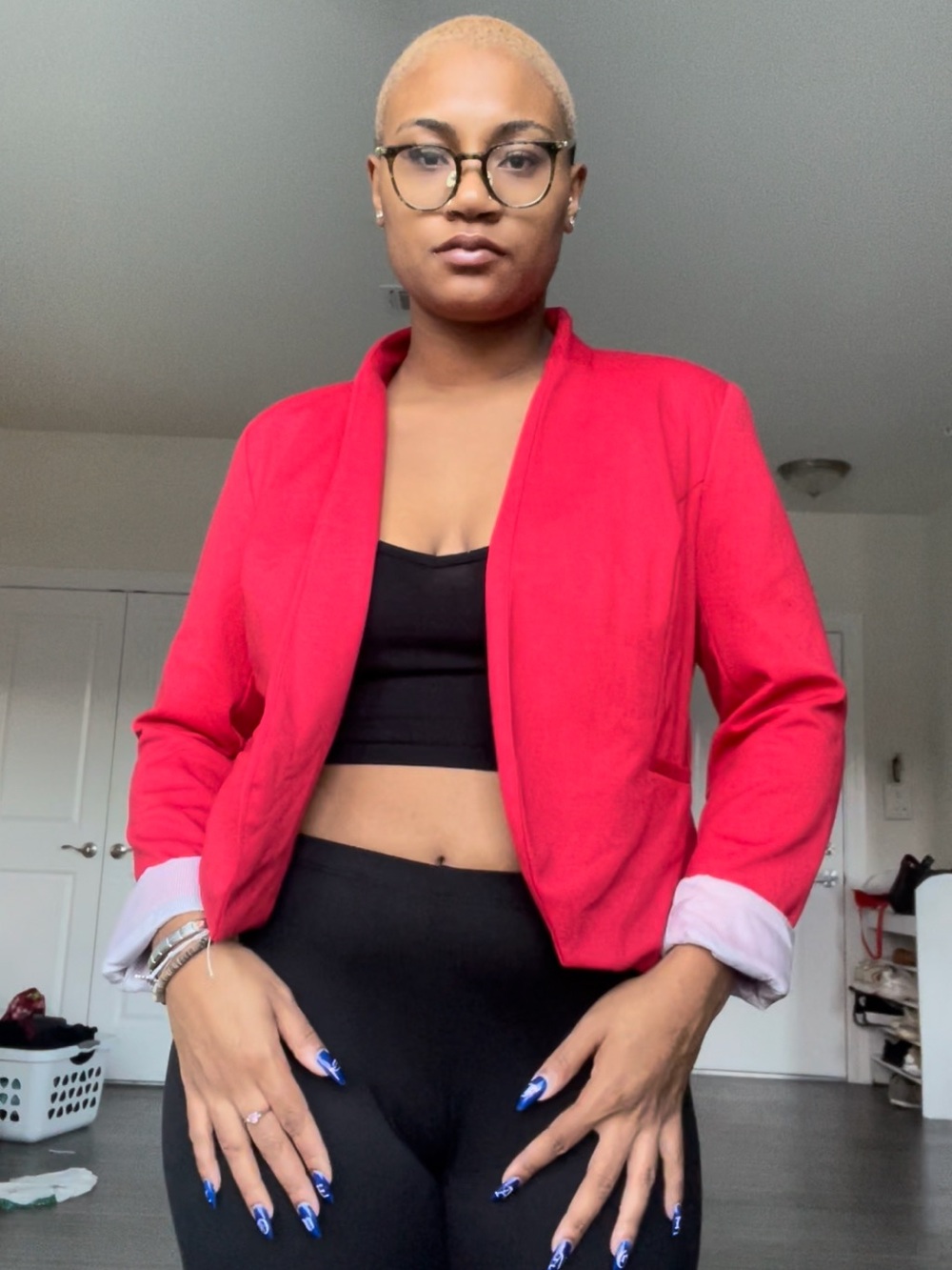 Fenn Wright Manson Vibrant Red Cropped Open-Front Blazer